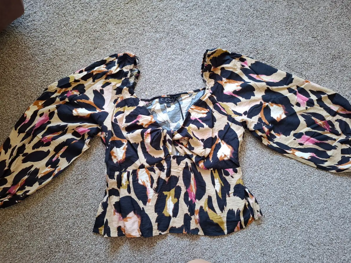 For all the love twisted front top, animal print, size 14, new with tags