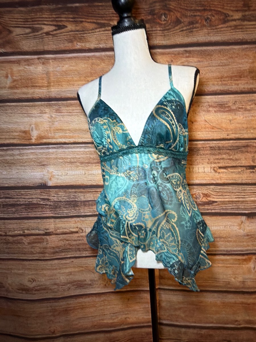 Green camisole y2k inspired top