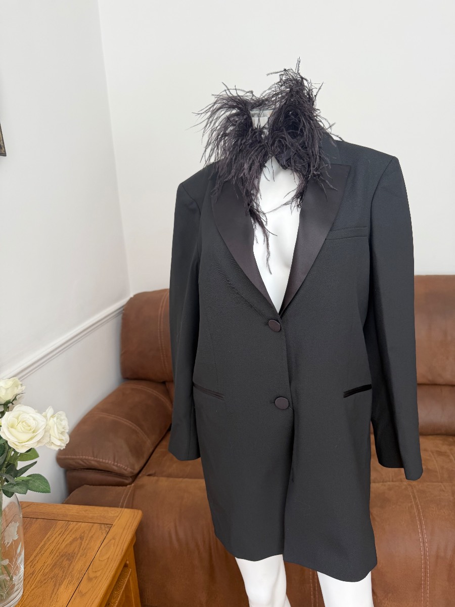 ZARA BLAZER DRESS WITH FEATHER NECKLACE LIMITED EDITION BNWT £109 AW21/22 Genuin