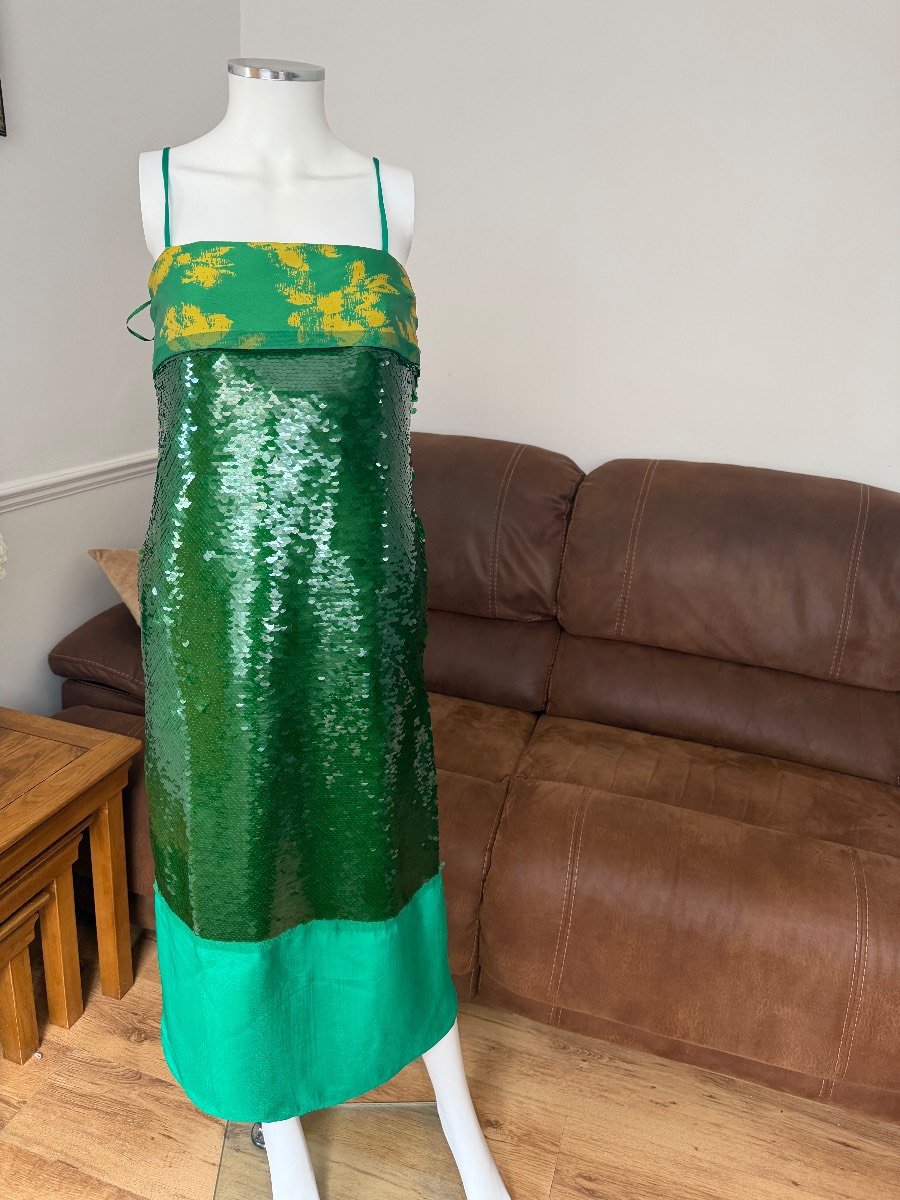 ZARA WOMAN SS24 MATCHING SEQUINNED DRESS LIMITED EDITION GREEN 2465/799 SALE