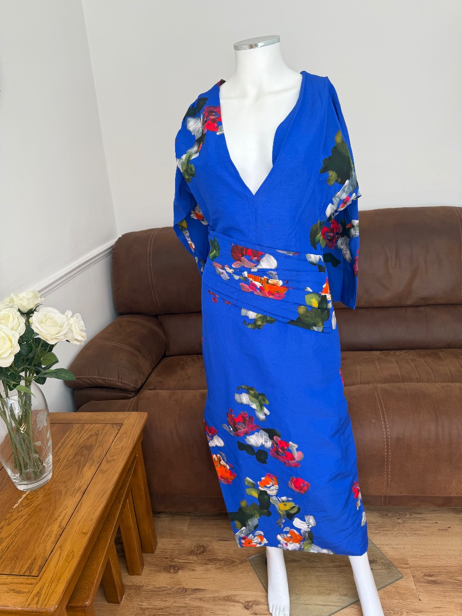 Zara PRINTED DRAPED DRESS - LIMITED EDITION BLUE