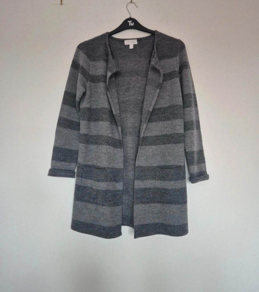 The White Company 100% wool open front grey cardigan size 10 vgc