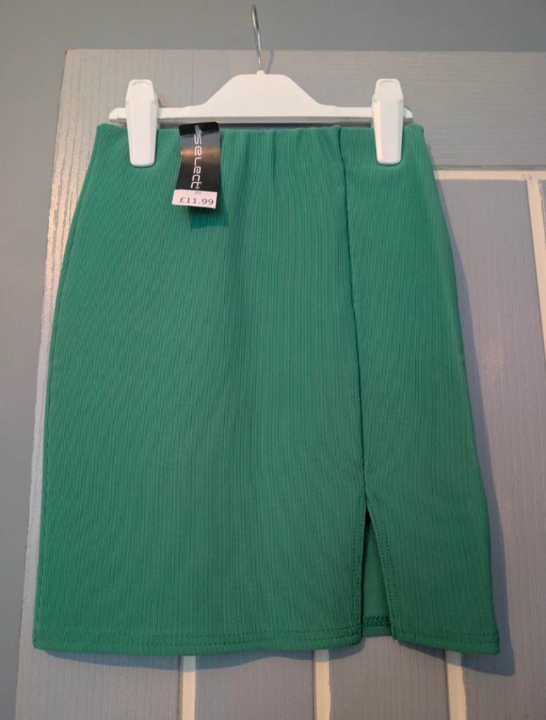 Select mini green split skirt
