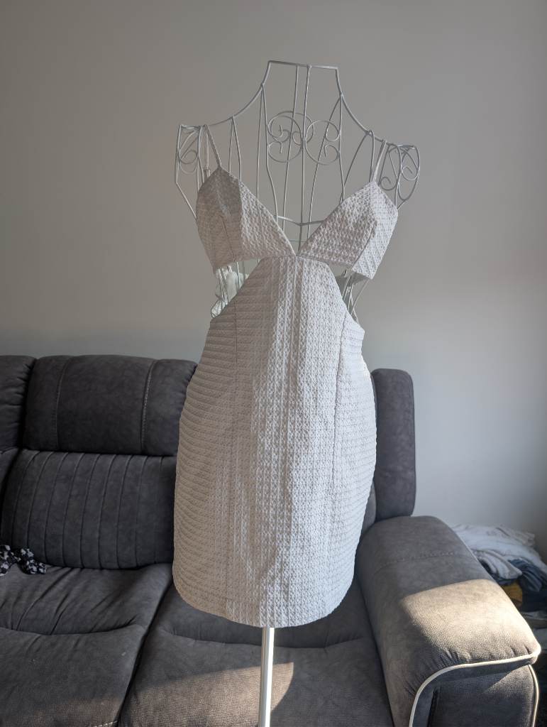 Zara waffle dress with side cut out detail