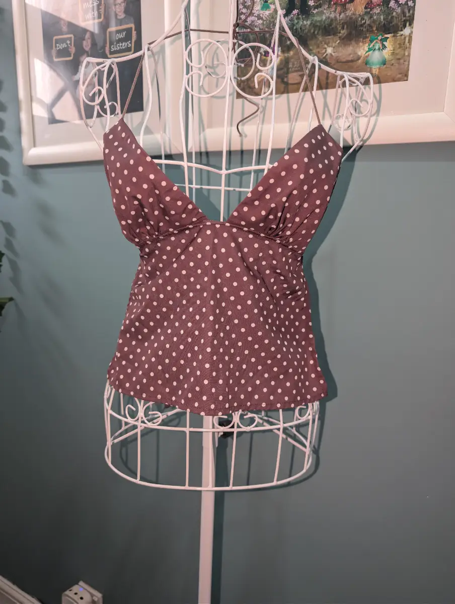Polka dot halter neck backless top