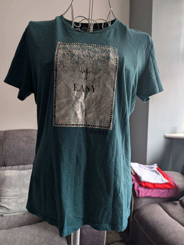 Guess take it easy teal green graphic t shirt