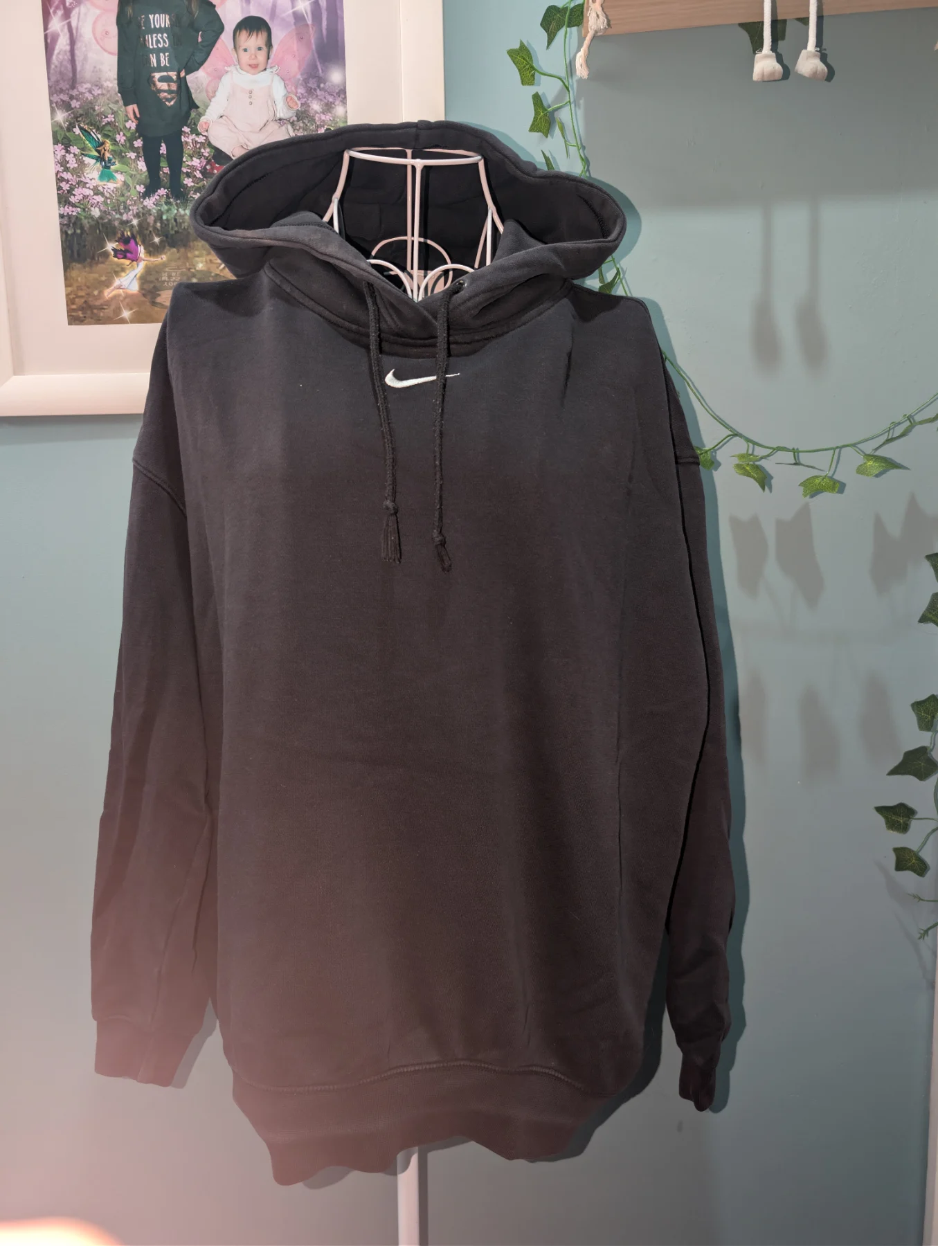 Nike black hoodie with white embroidered swoosh