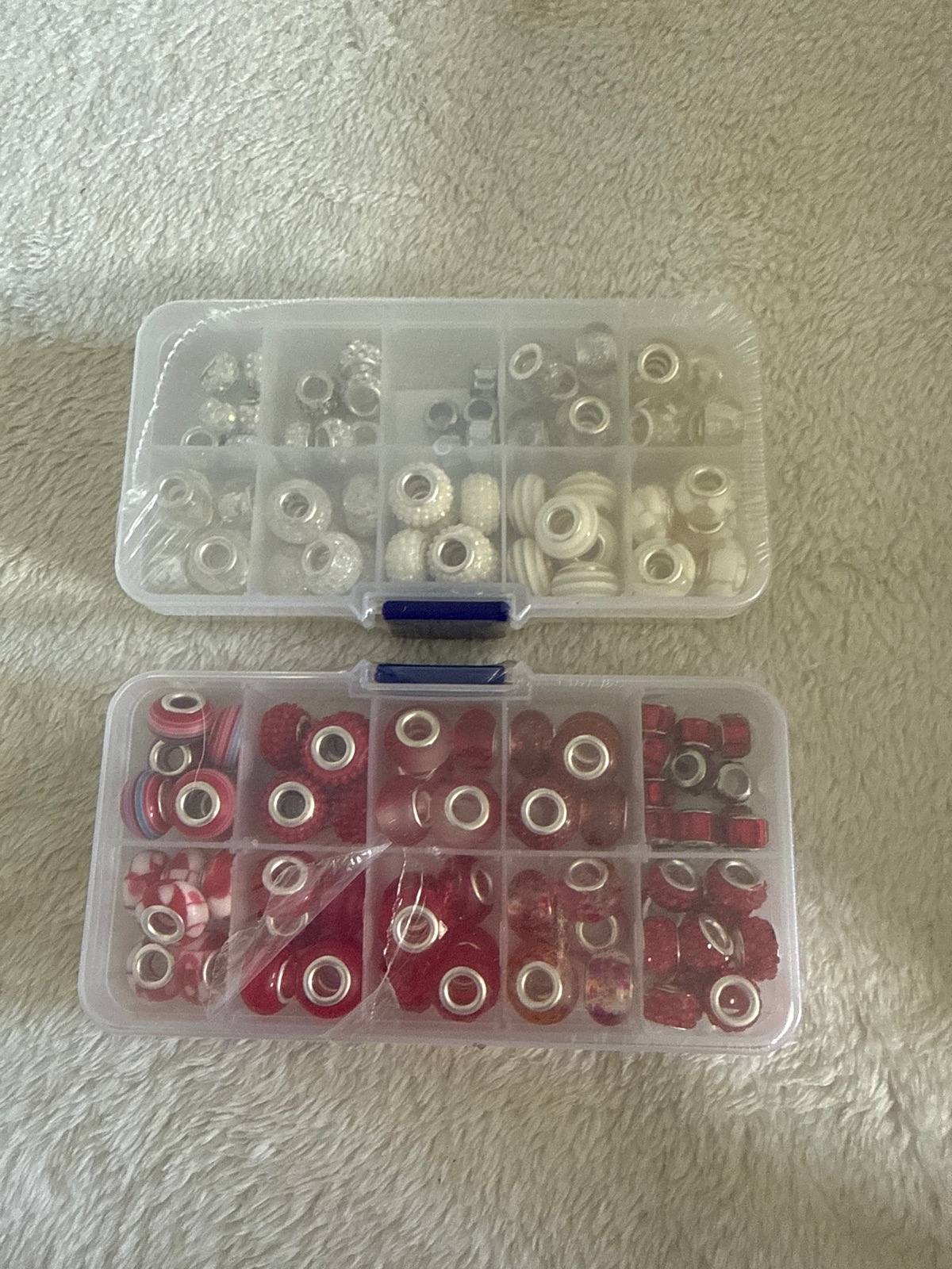 Red and white Jewellery making beads