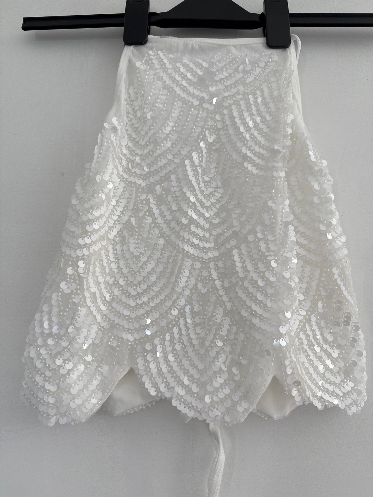 Shein white halter neck sequin top Size S
