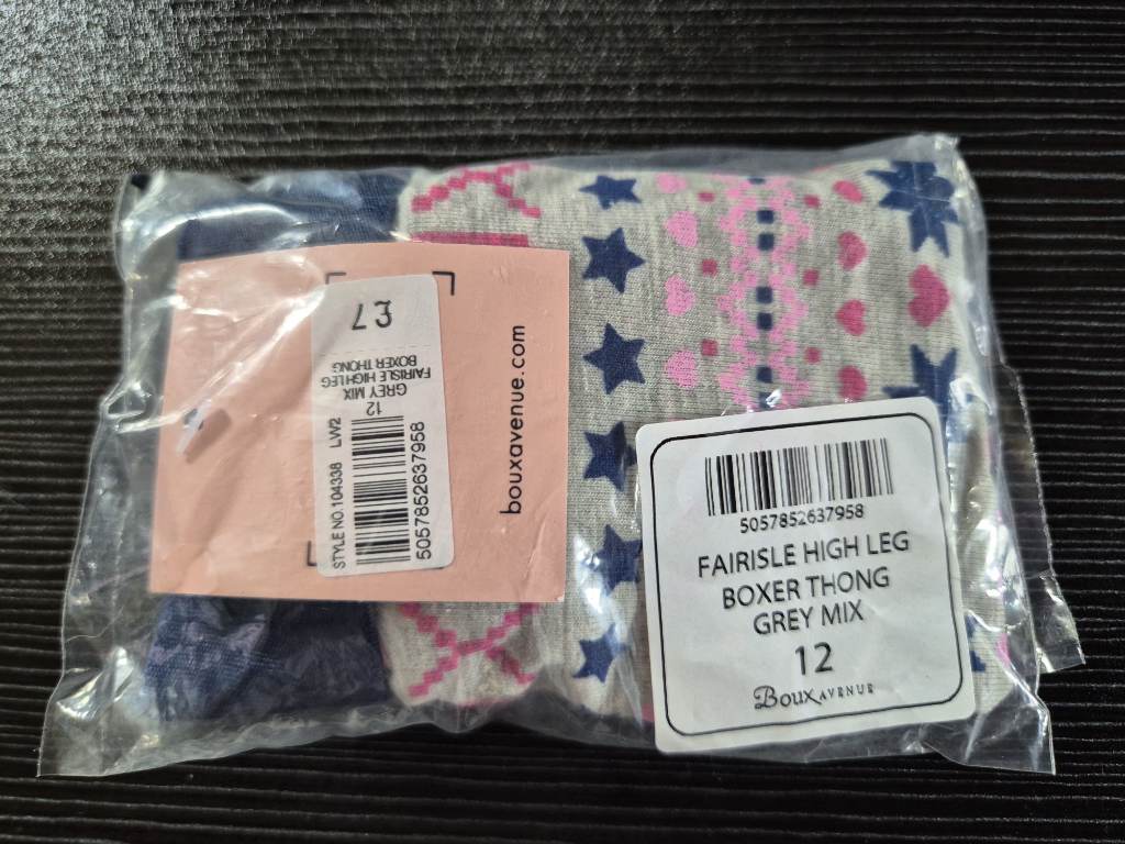 BNWT Boux Avenue Fairisle High leg Boxer Thong UK size 12