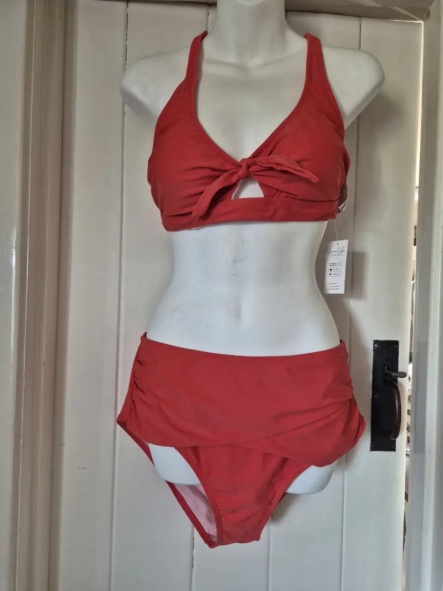 BNWT Cupshe unusual Red 2 piece bikini size large UK 14-16