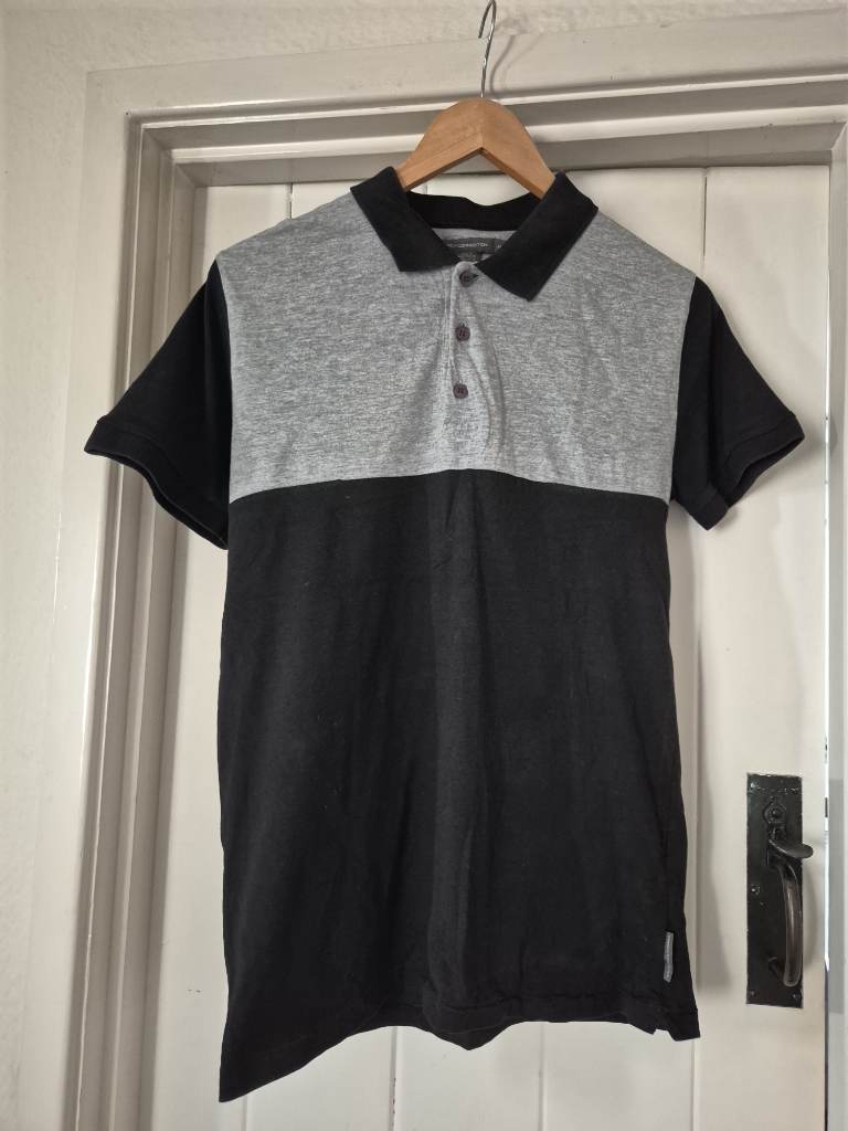 French Connection mens black/grey collared top size Medium