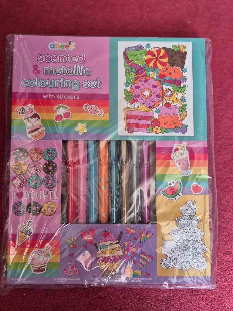 Brand new & sealed scented & metallic colouring set with stickers