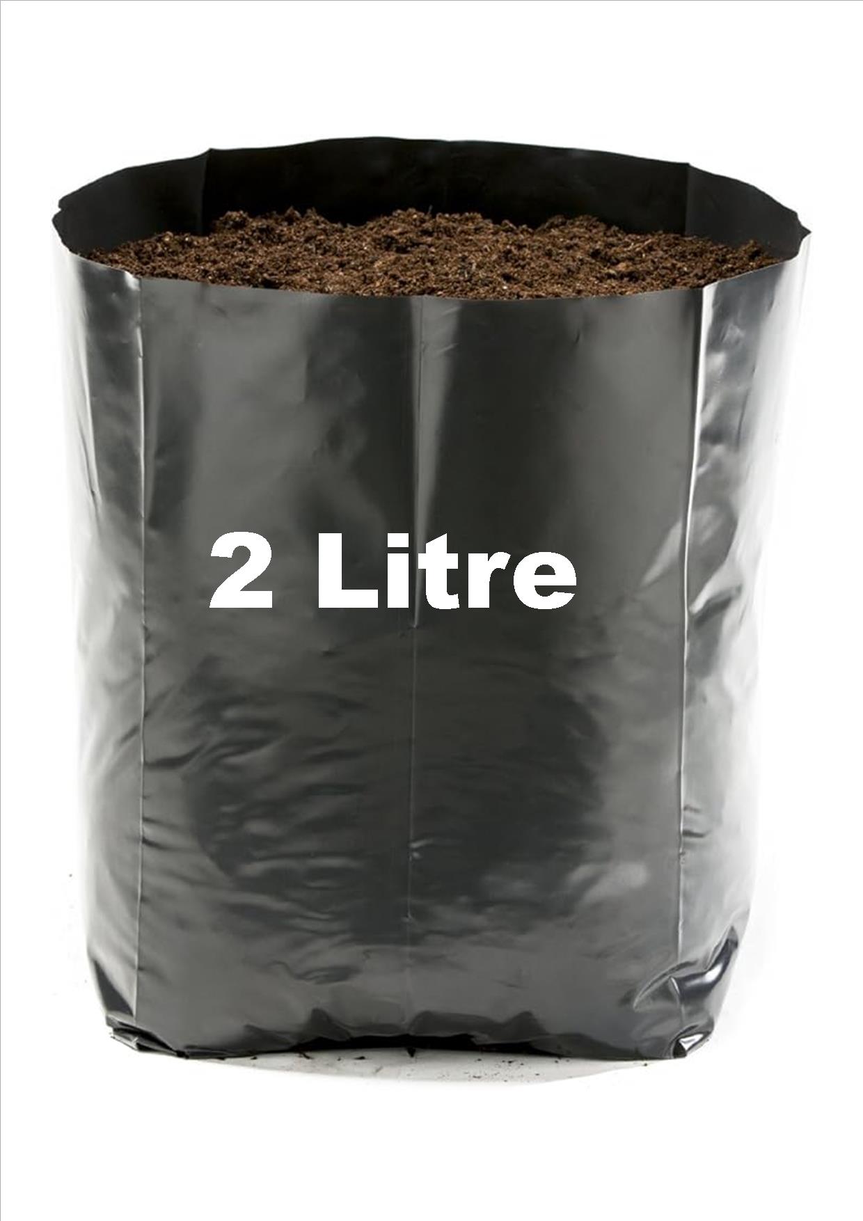 25 x 2L Grow Bags Plant Pots Black Poly Seedling Garden