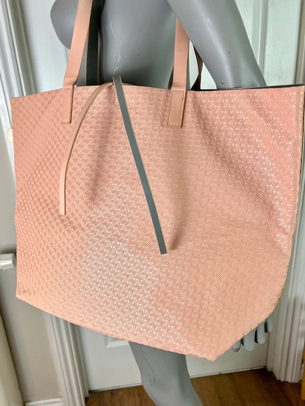 Large Apricot Tote Bag Faux Leather Shopper Work Bag