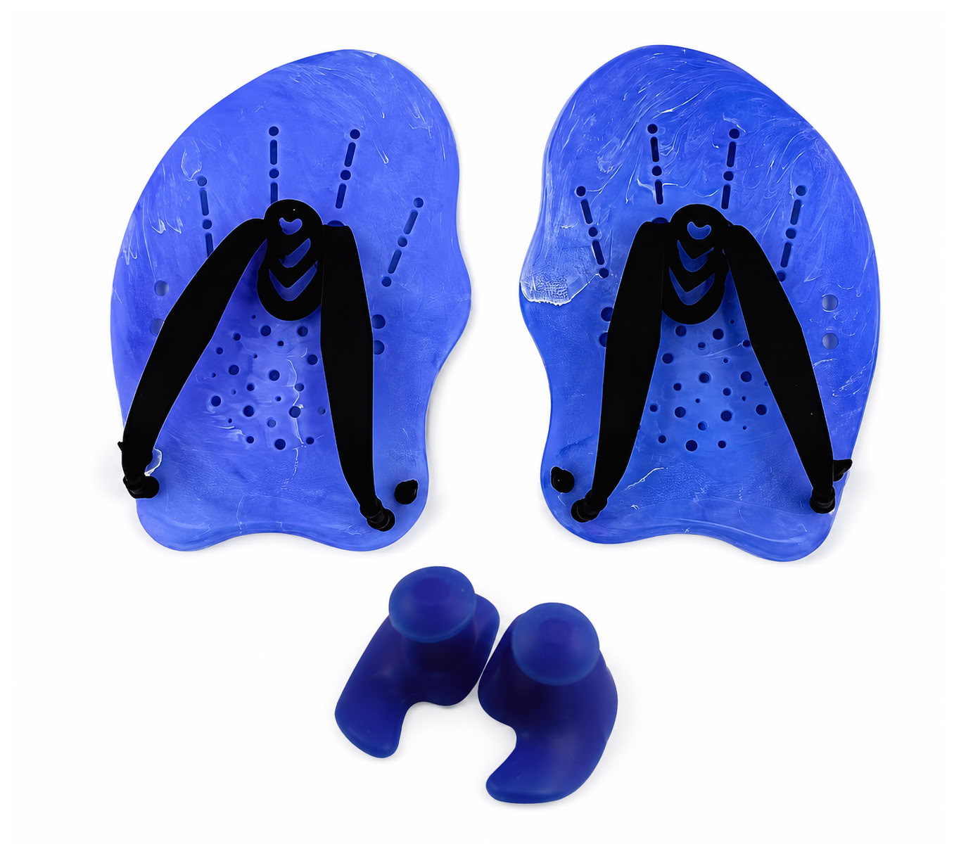Adult Swimming Hand Paddles with Ear Plugs – Brand New Blue Training Set