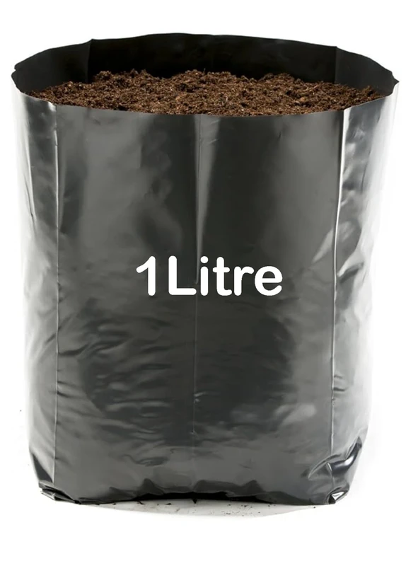 25 x 1L Plant Pots Grow Bags Black Poly Pot Garden Seedling Allotment