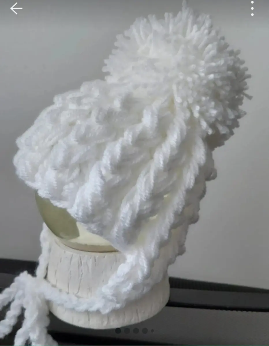 Handmade baby boys pom pom hat in white colour
