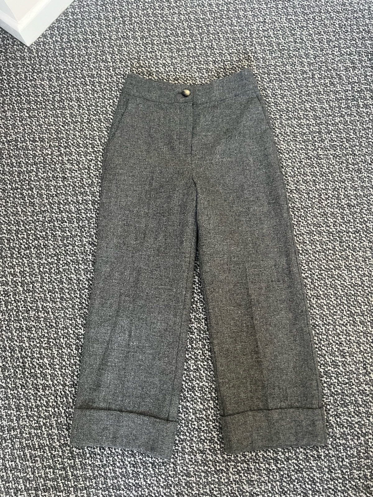 Sezane Damon Trousers Virgin Wool Grey Size 12 BNWT