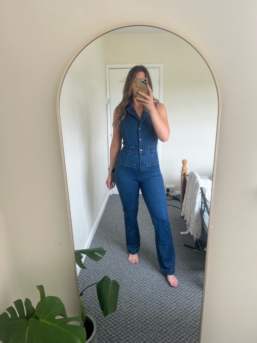 River Island Full Denim Stretch Jumpsuit UK 12 BNWT