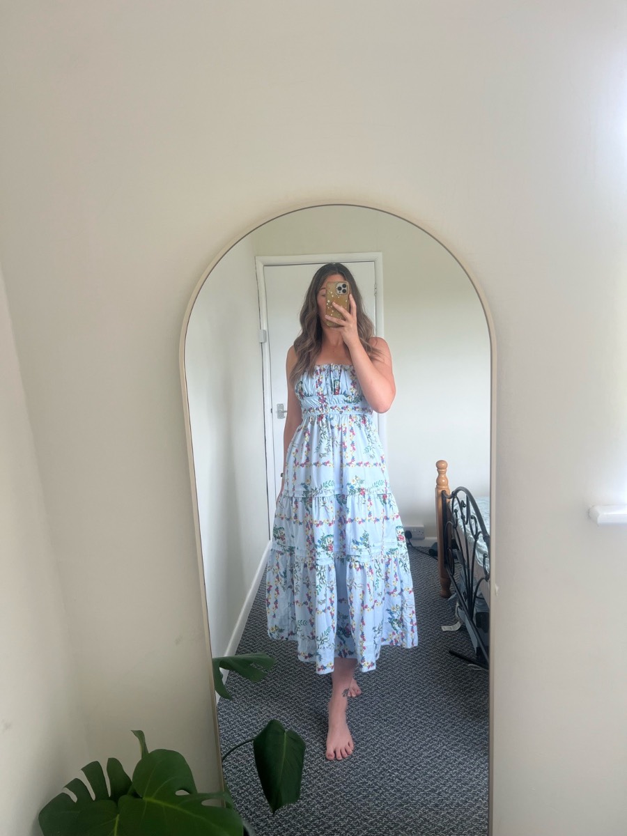 Anthropologie Blue Floral The Somerset Strapless Edition Maxi Dress S BNWT