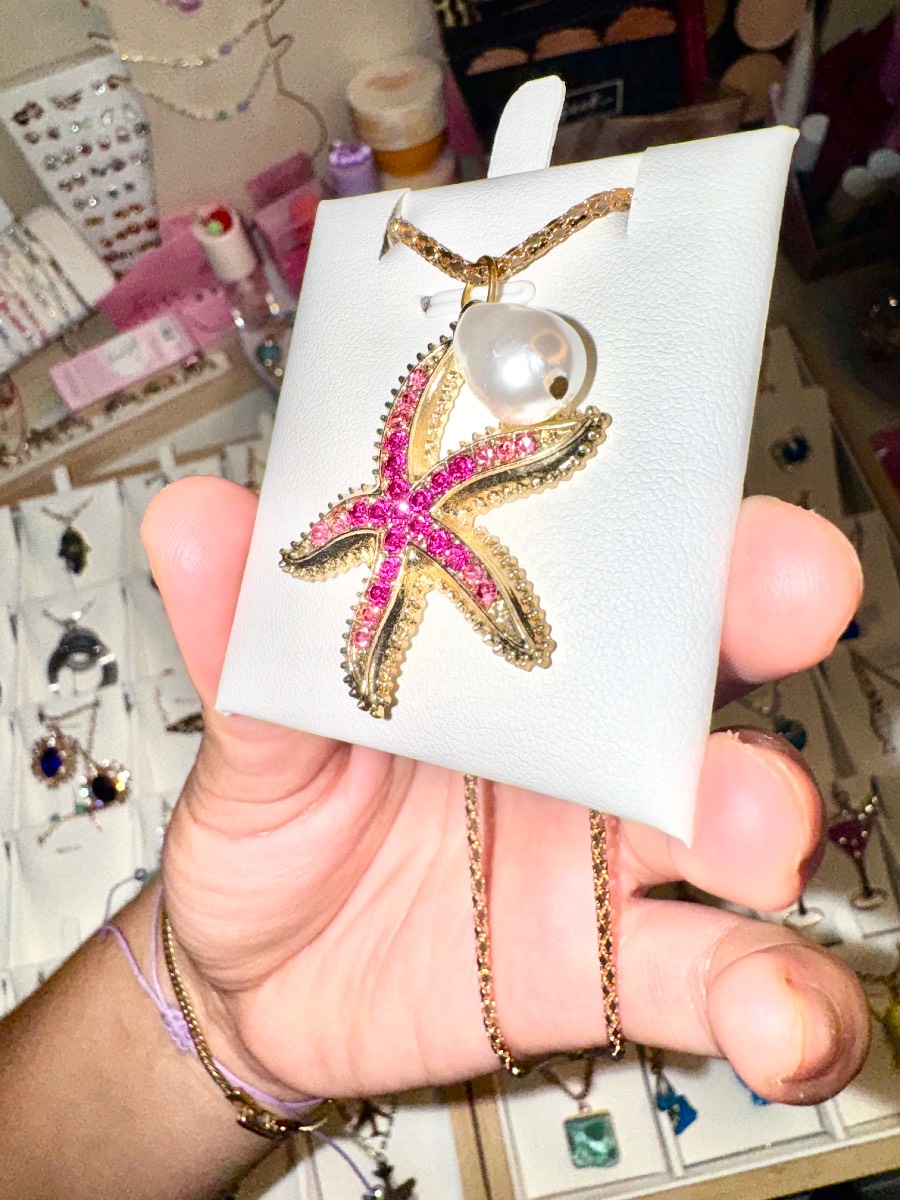 Pink starfish necklace