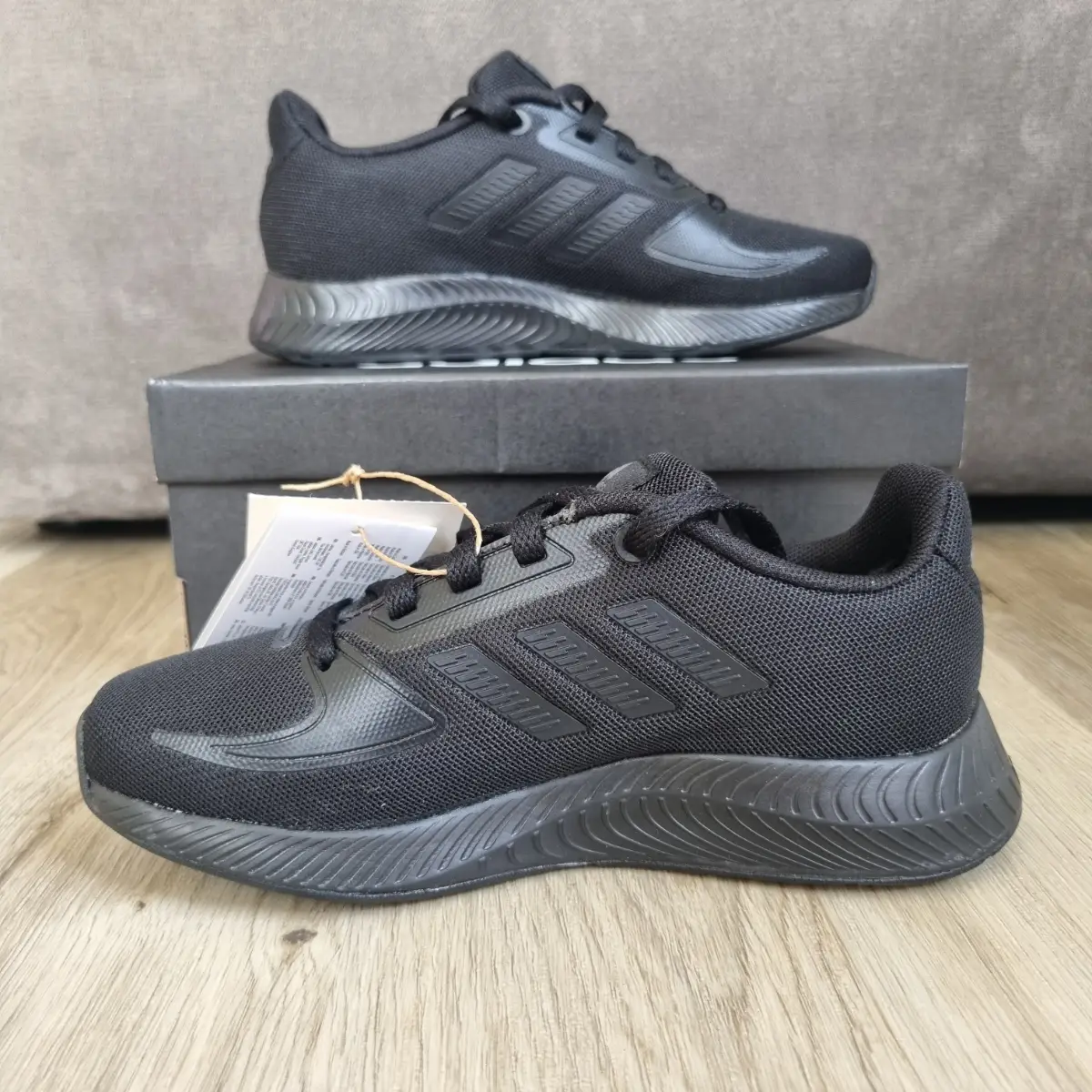 Adidas Kids Black Trainers UK 12K EU 30.5 Running Trainers Sneakers BNIB