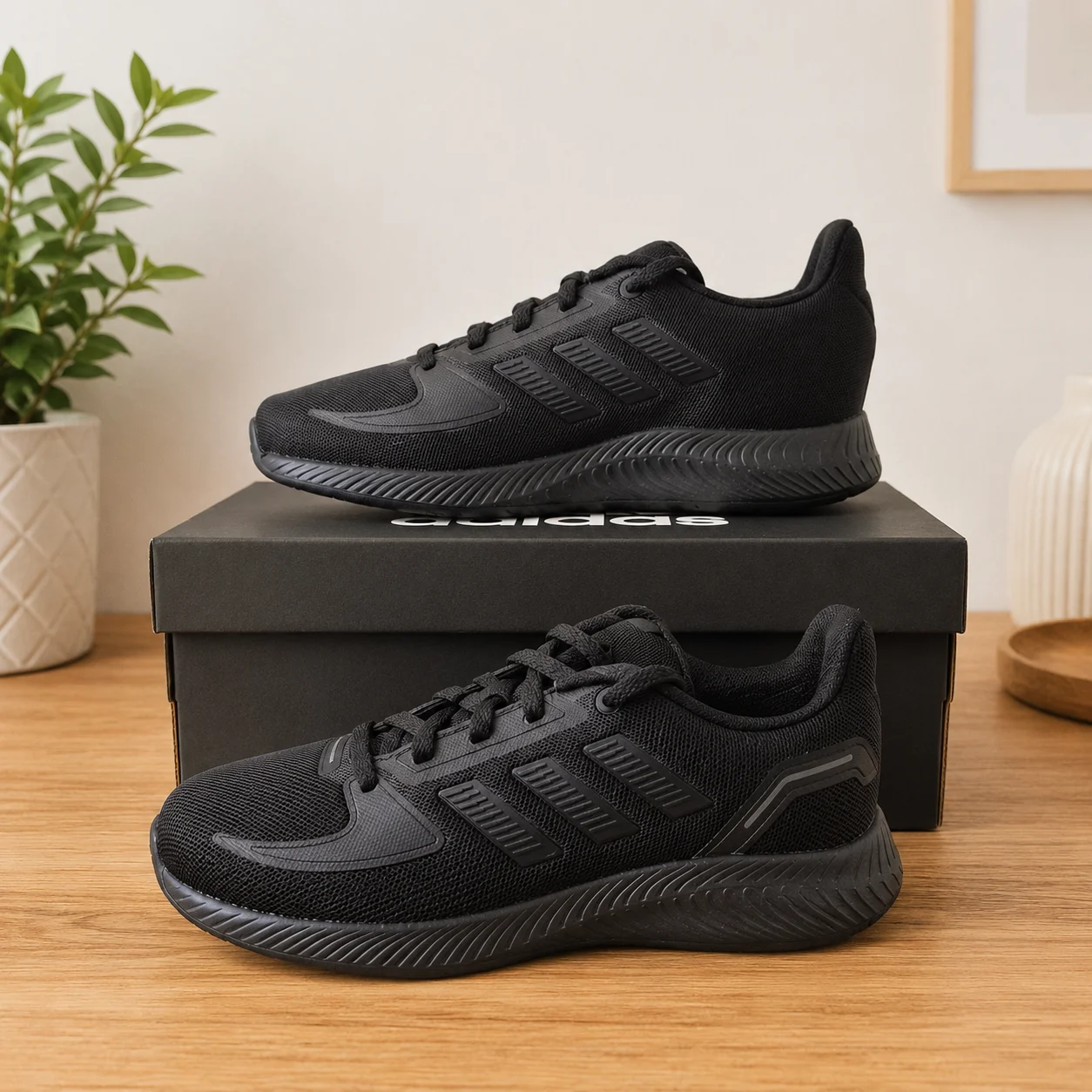 Adidas Runfalcon 2.0 K Kids Black Trainers UK 2 EU 34 School PE BNWT