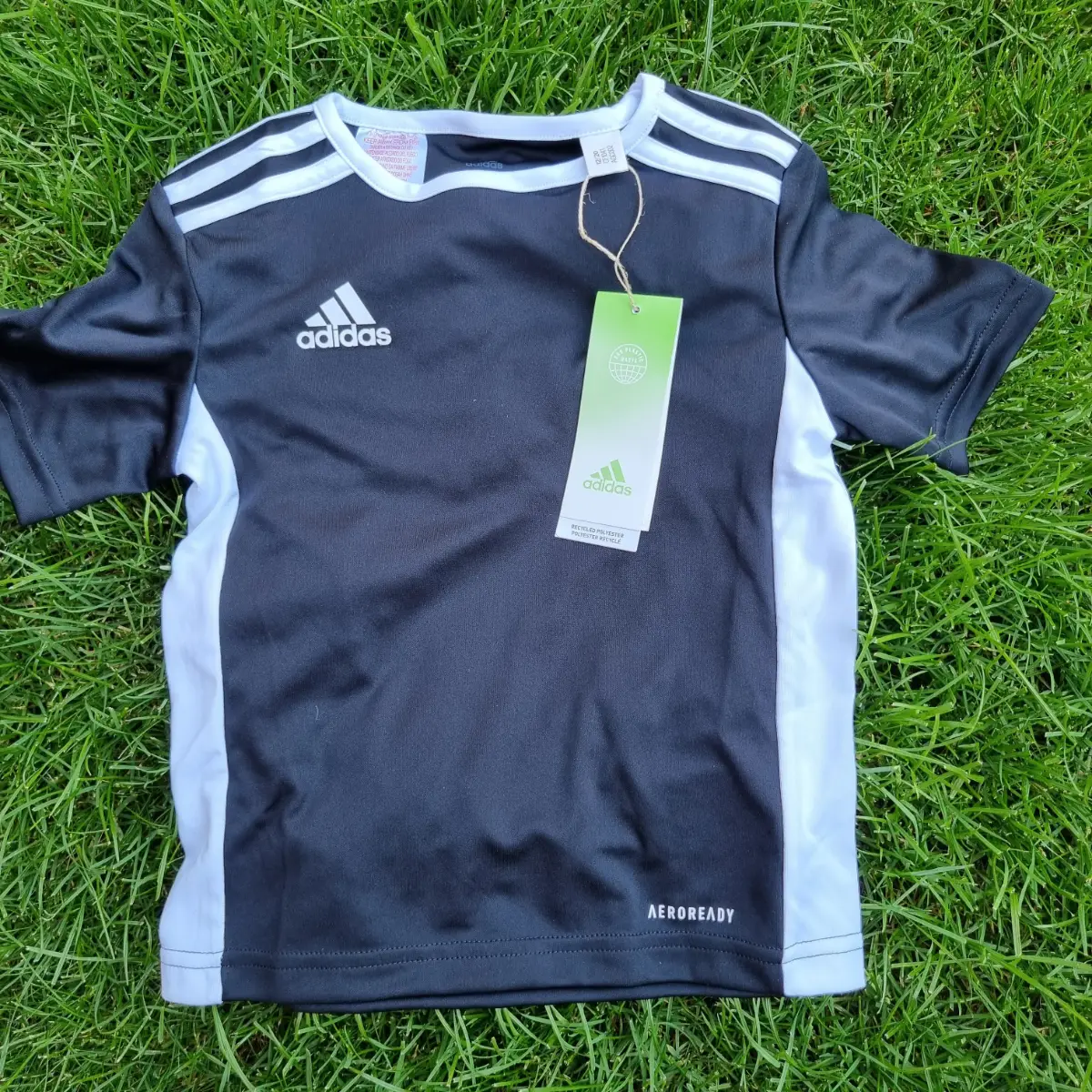 Adidas Kids AEROREADY Football T-Shirt 5-6Y 116 Navy White PE Training Top