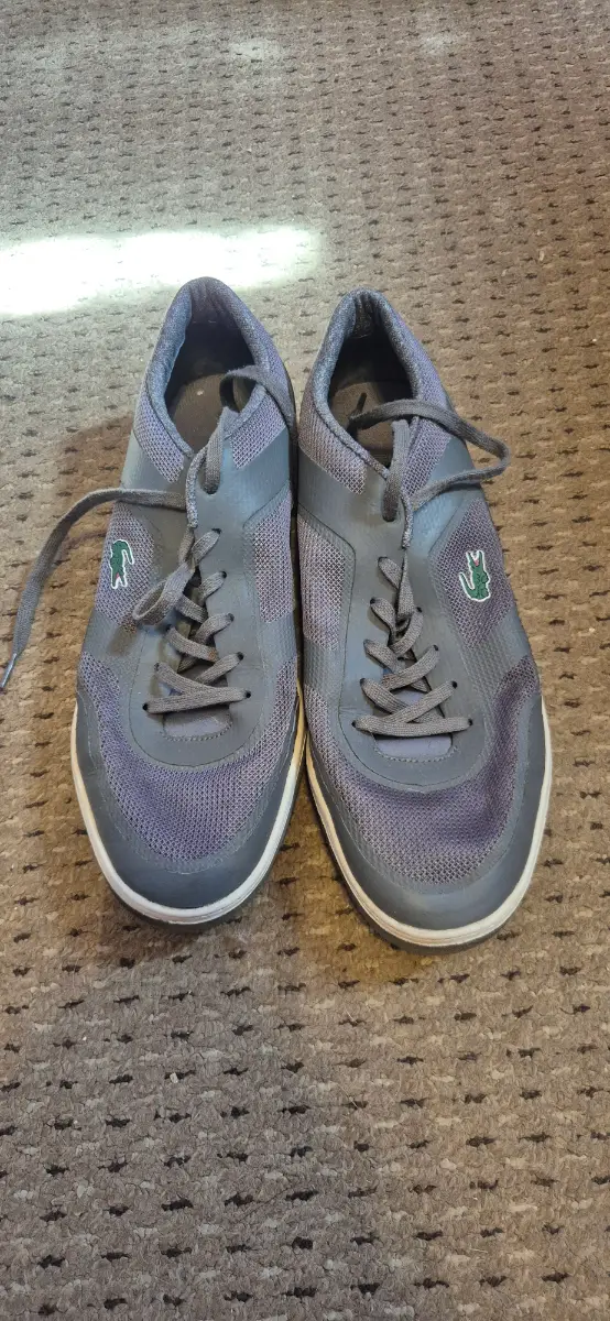 Lacoste grey trainers with Air holes to reduce odour and crocodile logo