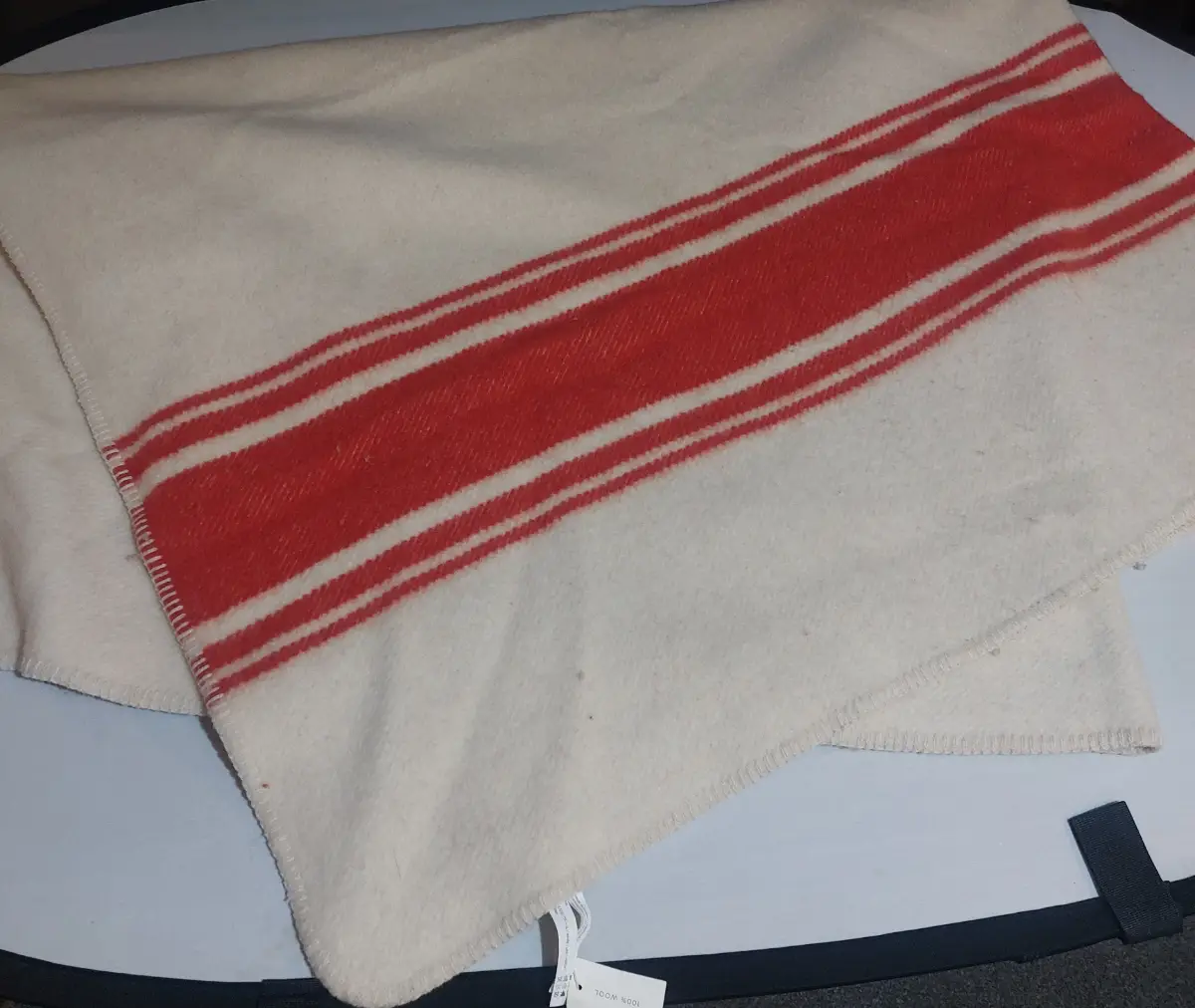 Zara Home 100% Wool Blanket Throw Cream Red Stripe 140 x 190cm