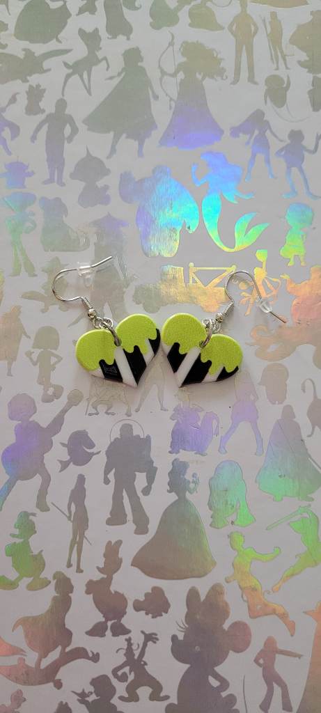 Beetlejuice inspired dangly earrings