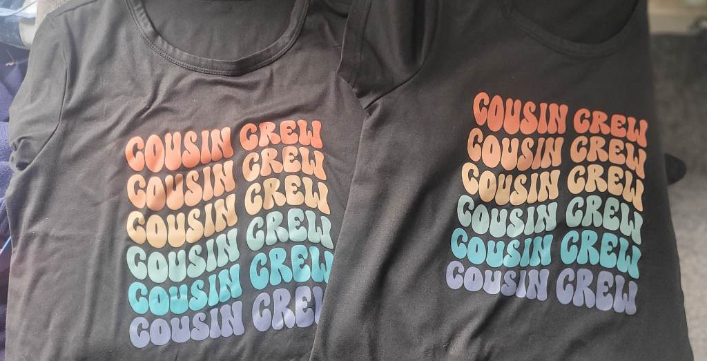 Cousin crew tshirts 2 roughly age 8