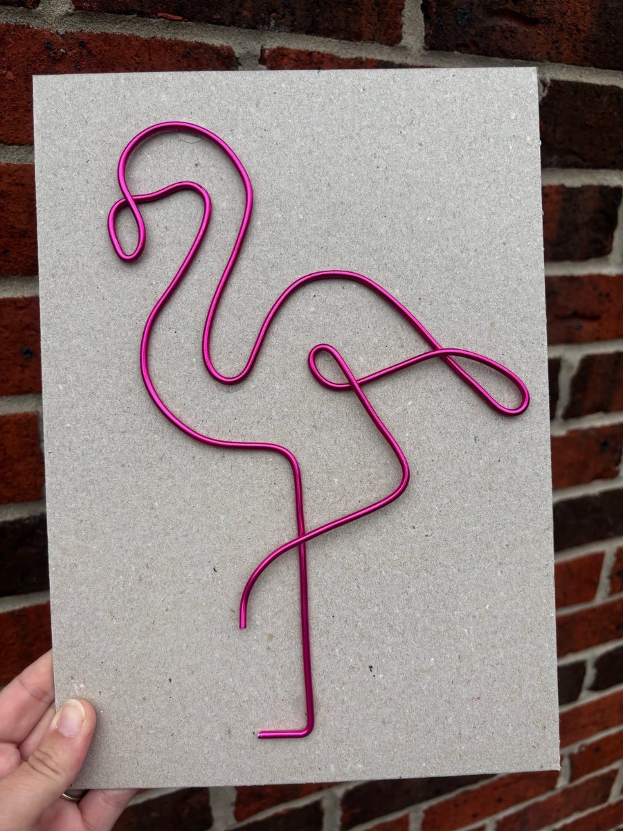 Wire flamingo wall art sign