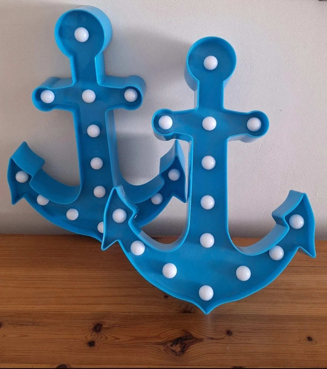 2 x Anchor Marquee Light LED Plastic Lamp Night Light Battery Powered Home Decor