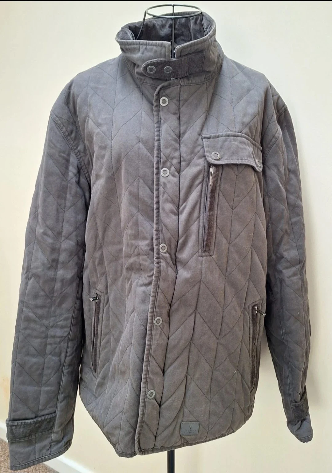 Men's Firetrap Quilted Design Coat in Size XL Dark Brown