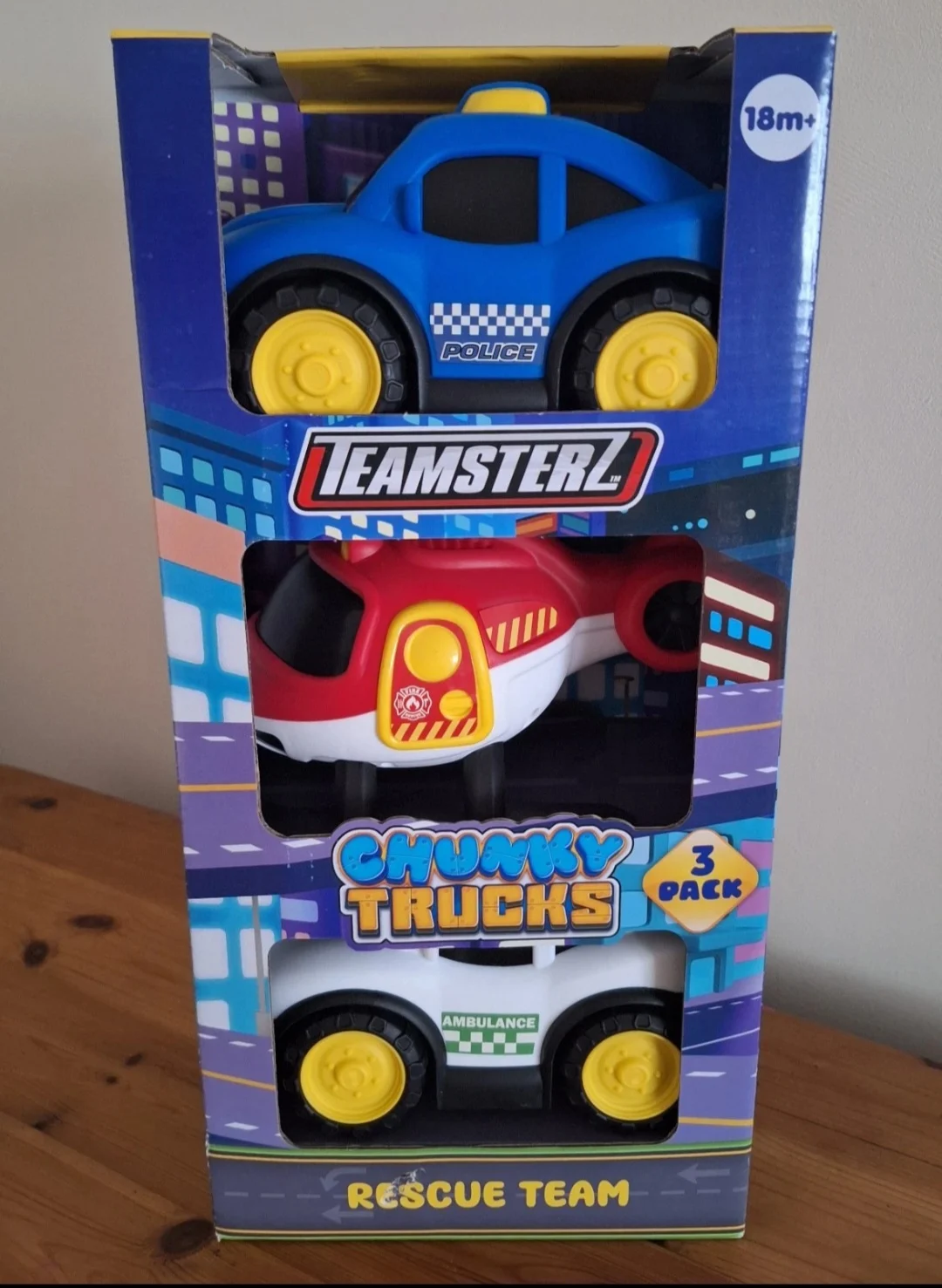 NEW Teamsterz Chunky Trucks 3 Vehicle Set Police Ambulance Helicopter 18m+