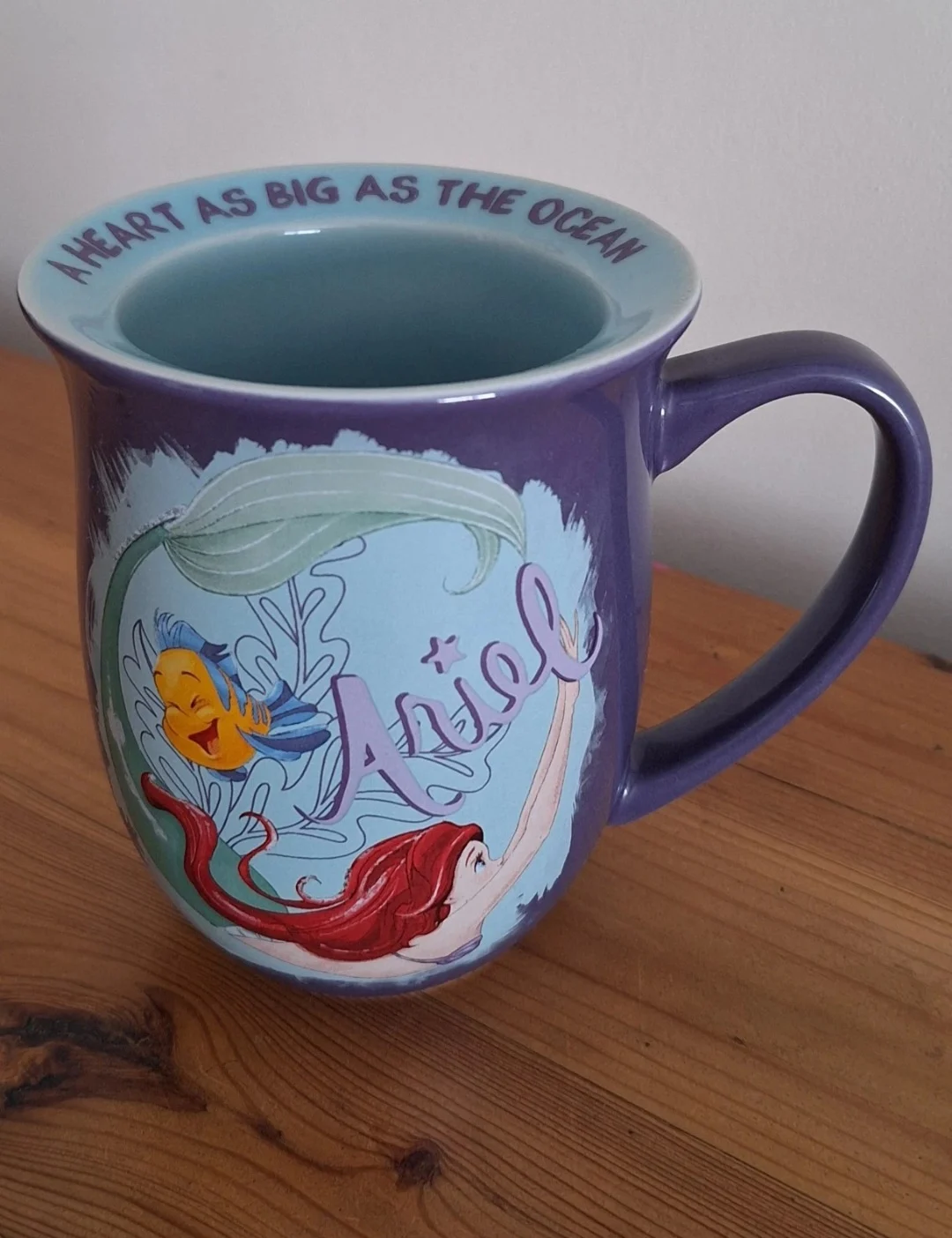 Disney Store Ariel Little Mermaid Mug "A Heart As Big As The Ocean" Purple/Blue