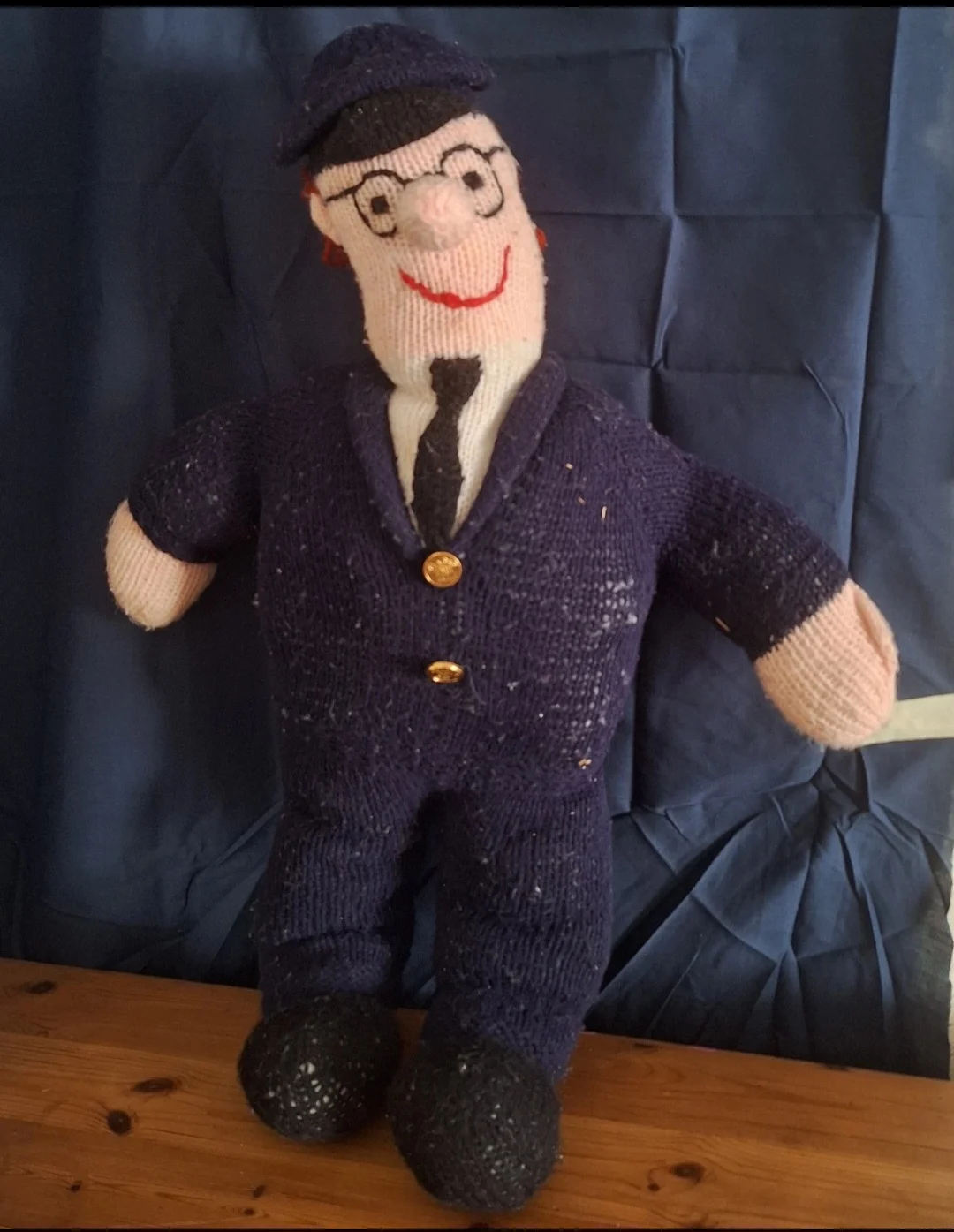 Large 27" Hand-Knitted Handmade Postman Pat Plush With Cap & Buttons