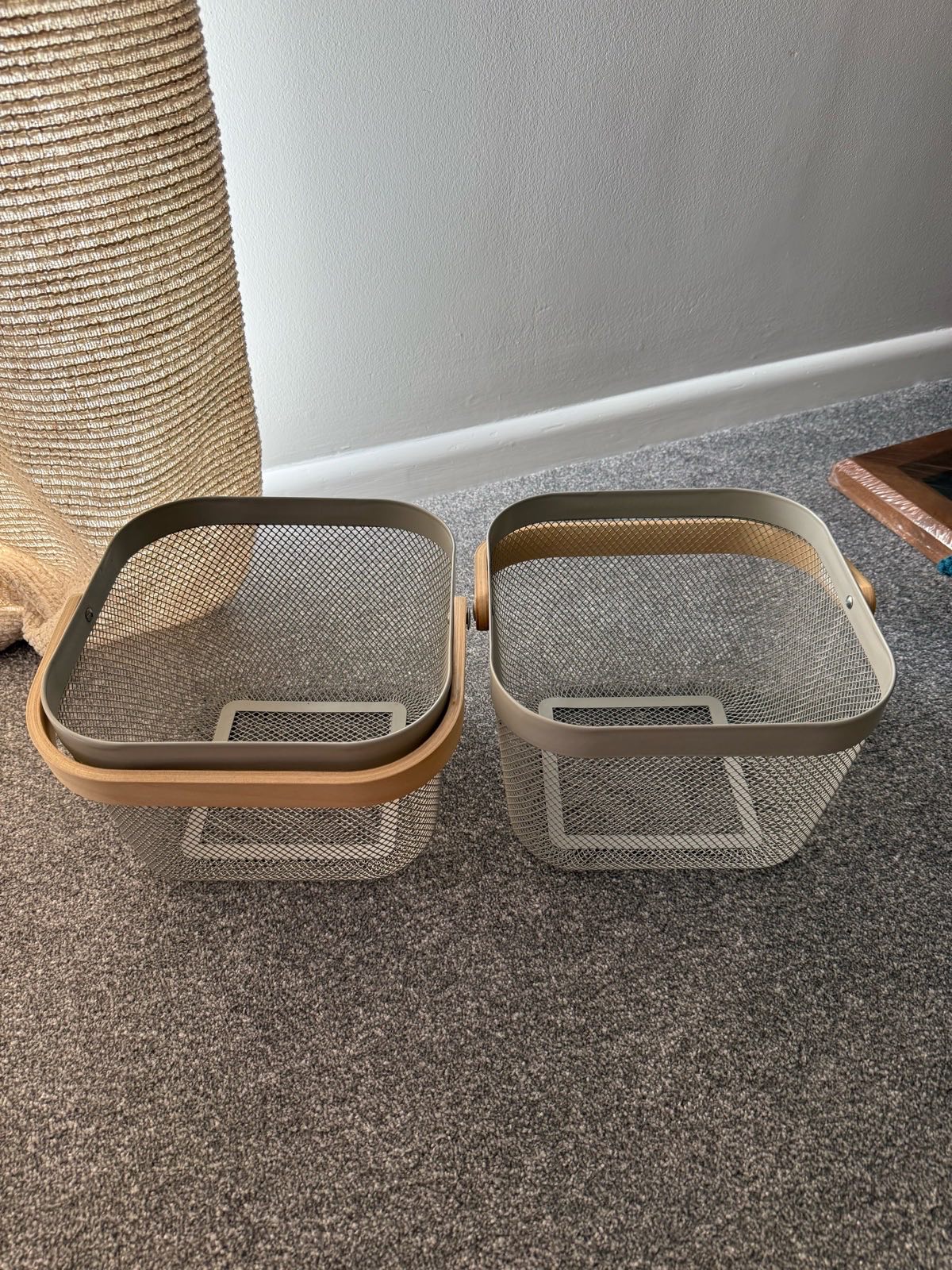 Two IKEA Risatorp Grey Baskets