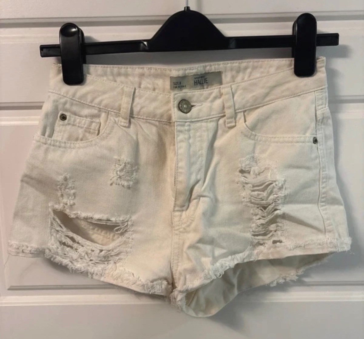 Topshop white denim shorts size 8