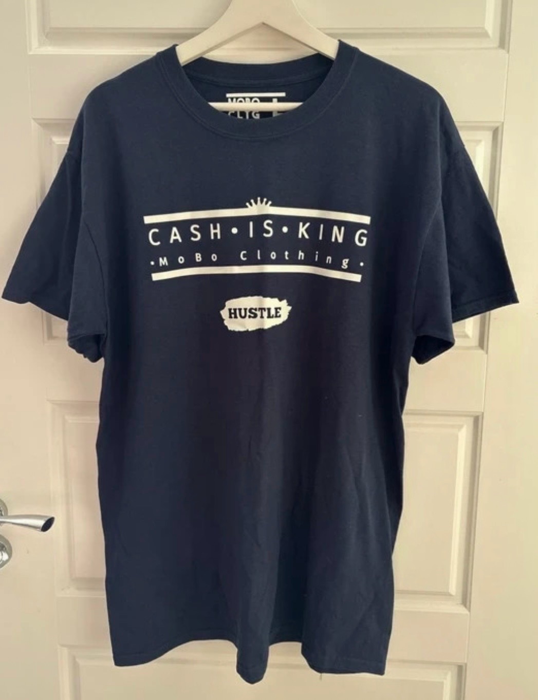 Mobo Clothing navy print T-shirt size L