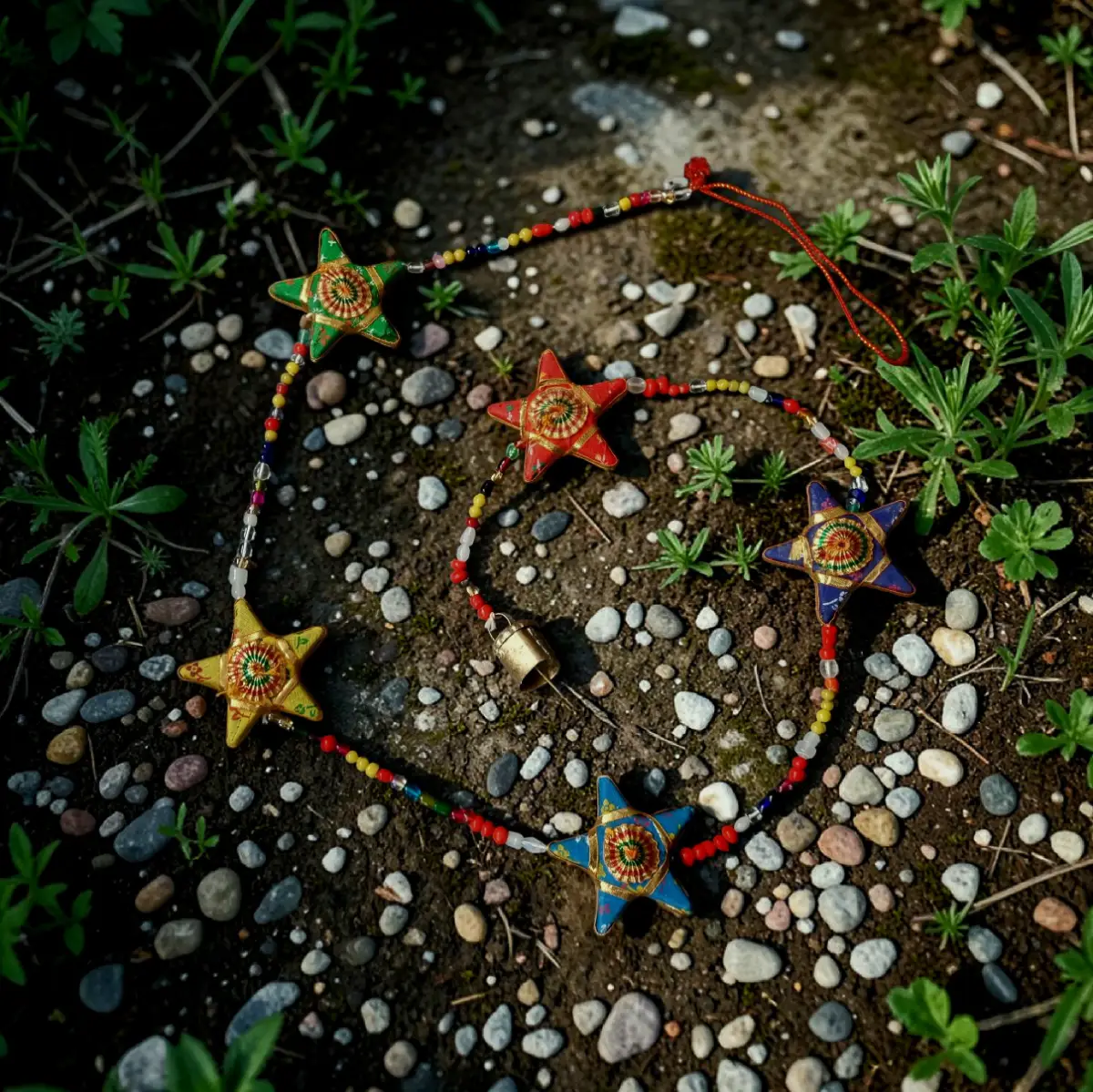 Celestial fabric star string bells Boho/Hippie