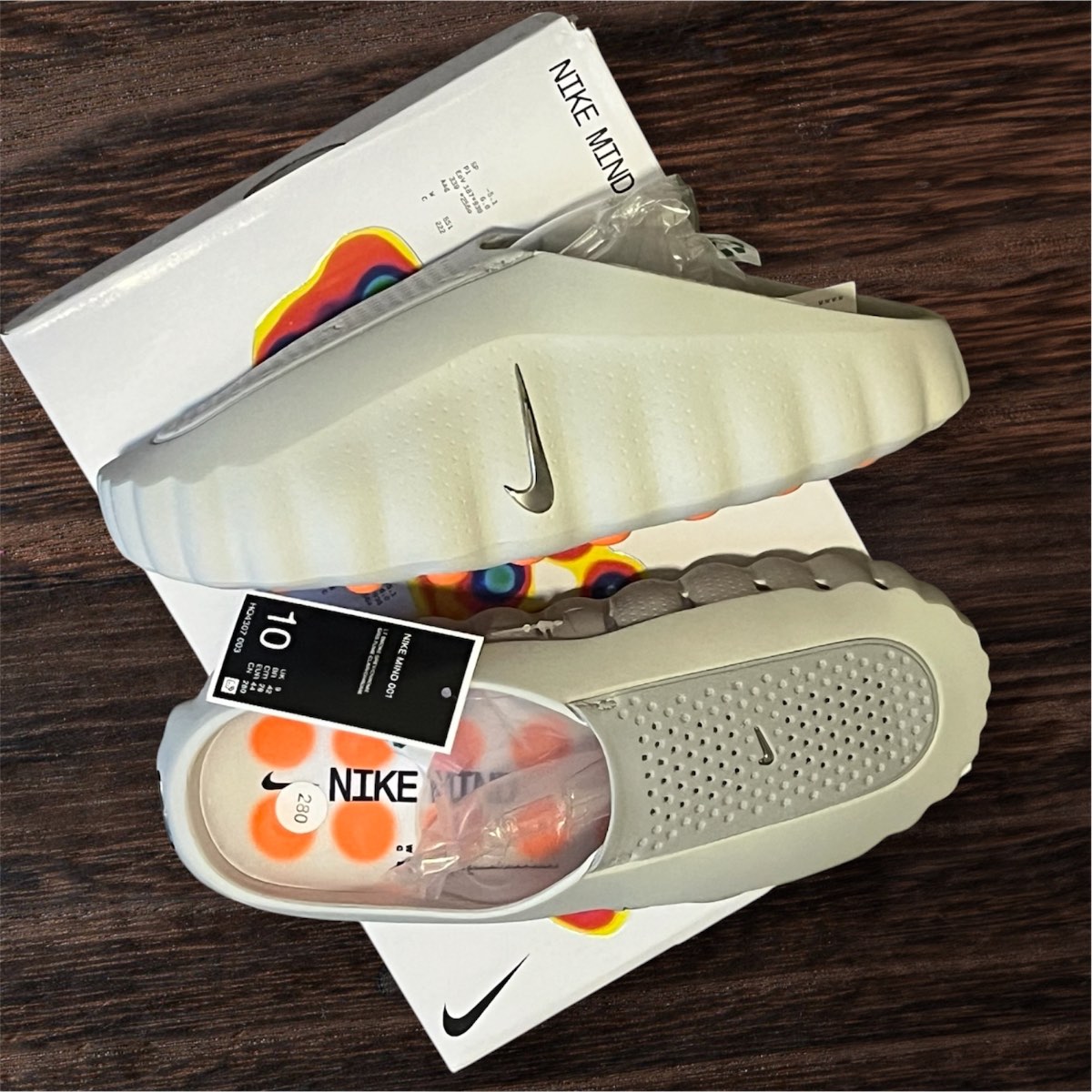 Nike Mind 001 Slides Grey Orange UK Size 9