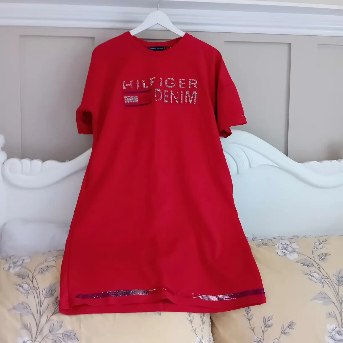 Tommy Hilfiger Red Summer Dress. Size 12. Diamanté Bling. Gypsy Travellers. Romany.