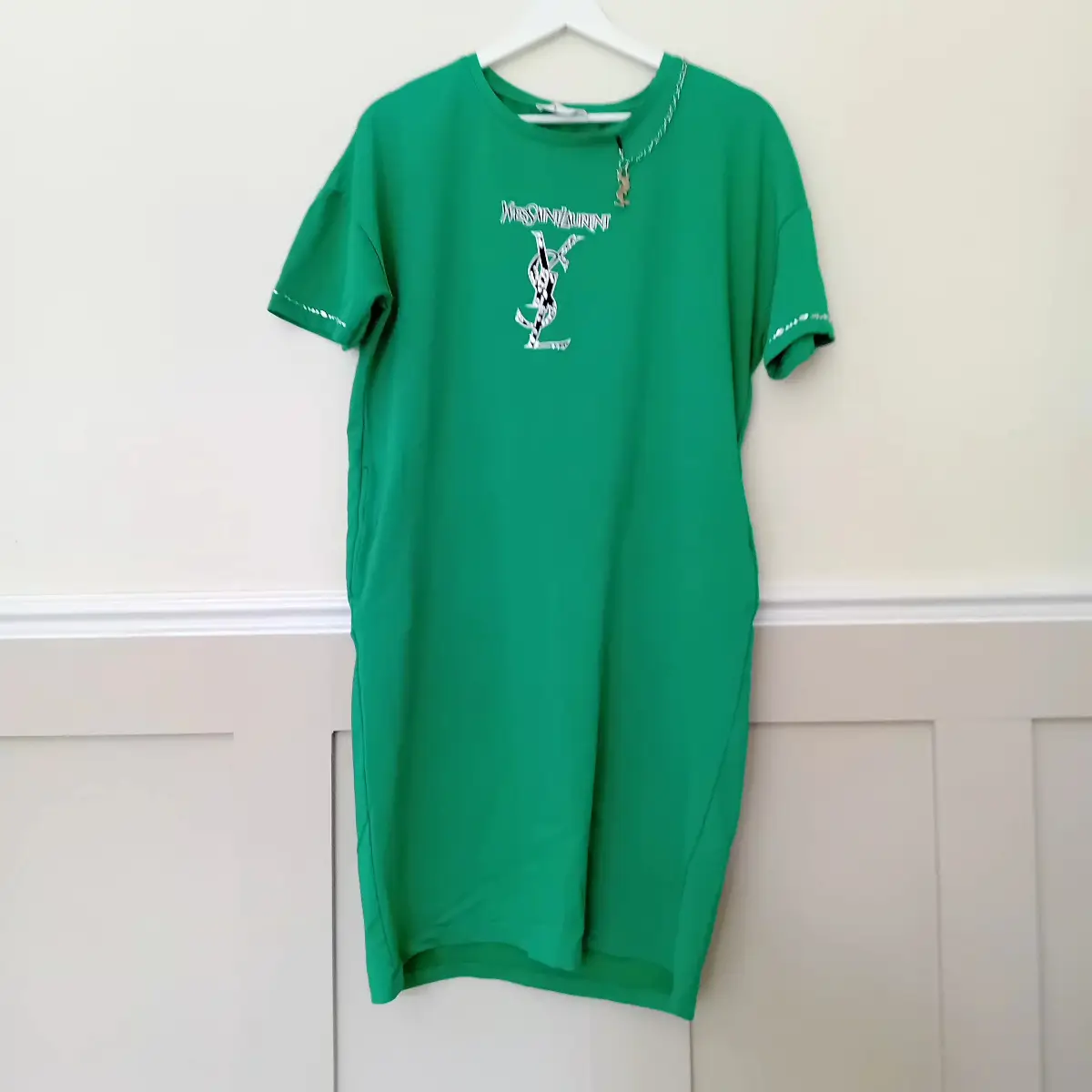 YSL Graphic T-Shirt Dress | Size UK 8–10 | Relaxed Fit