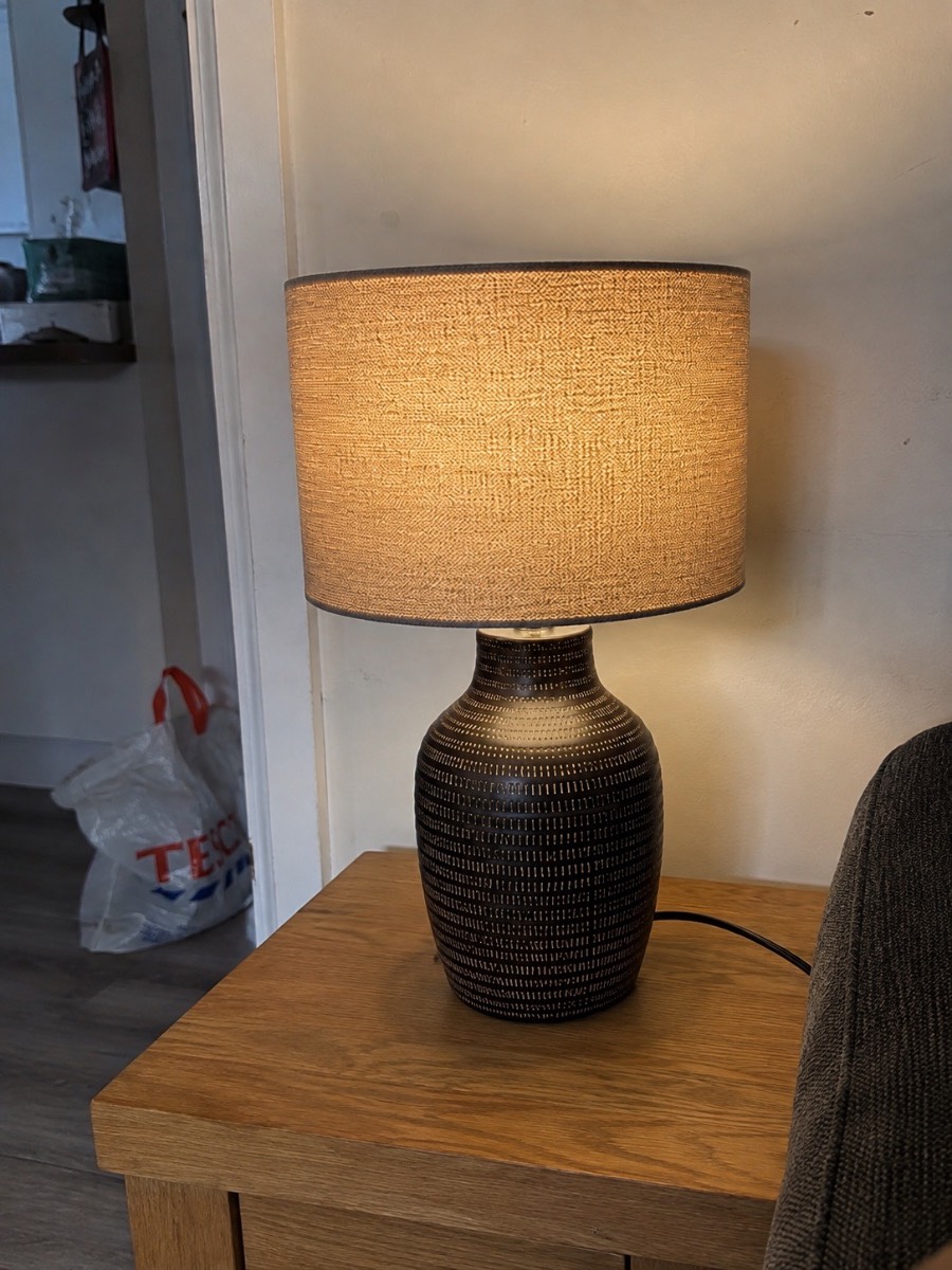 Modern Textured Ceramic Table Lamp with Linen Shade