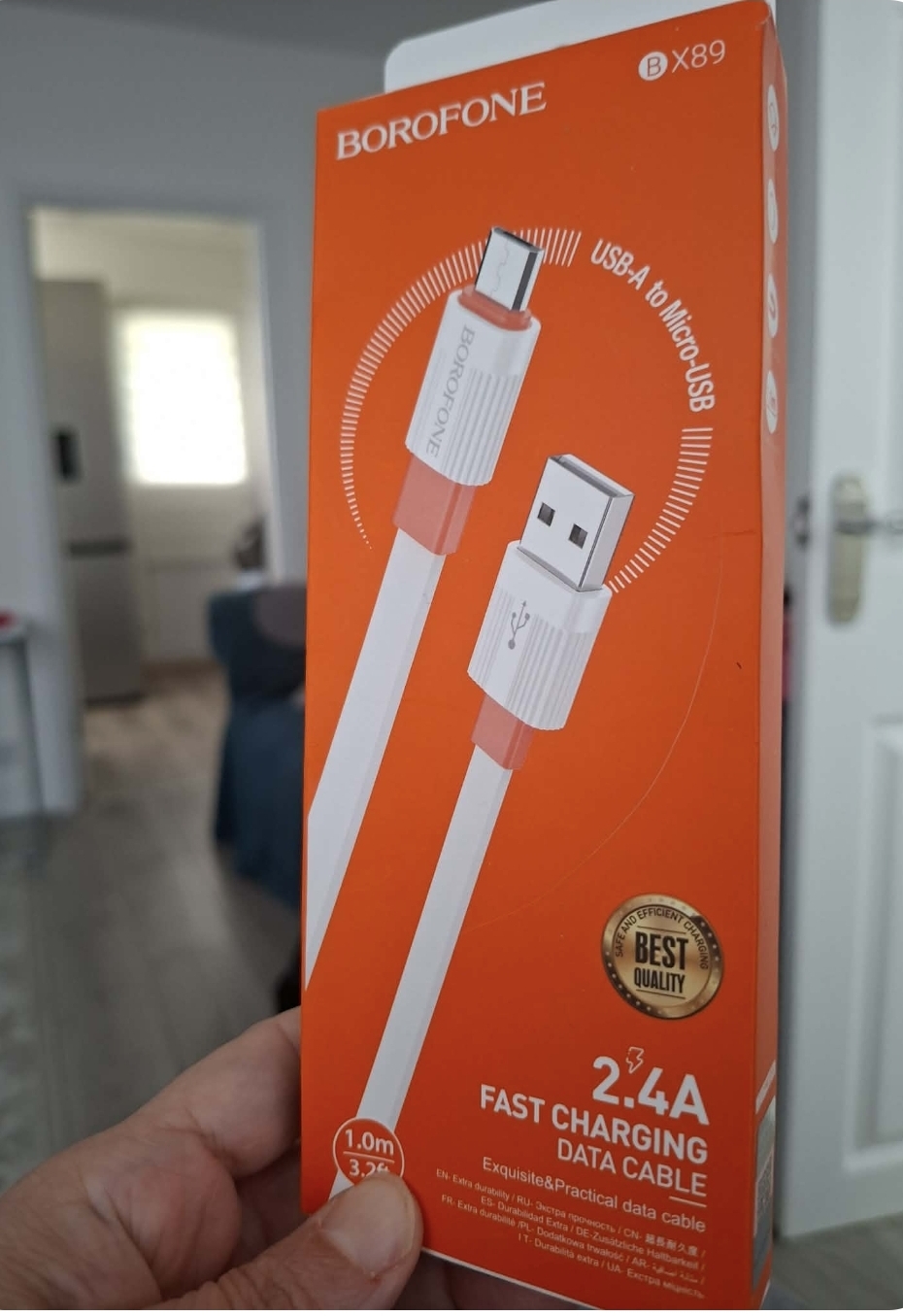 Usb-A to Micro usb  fast charging Data cable 2.4A 1m long cable Borofone premium product