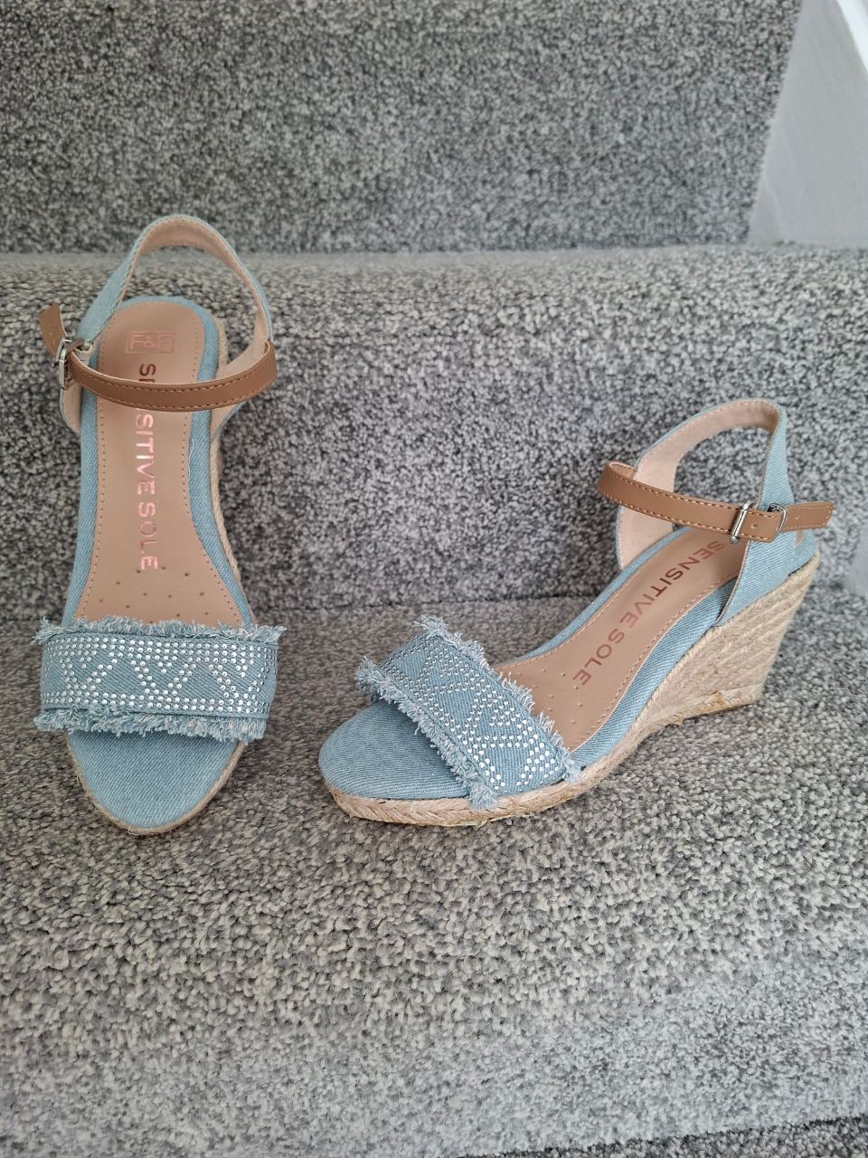 F&F sensitive sole Denim blue Wedge Heels - Size Uk4