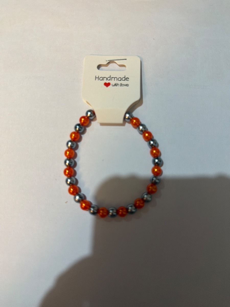 Handmade orange and silver bracelet
